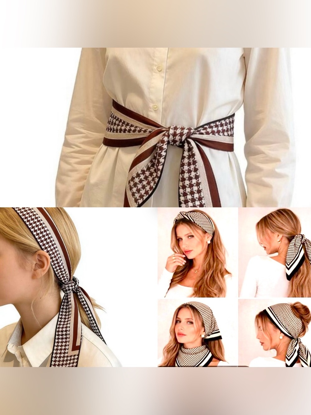 Vintage Acetate Houndstooth Square Scarf